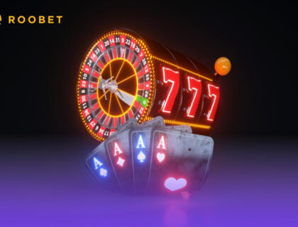 An image of playing cards, a roulette wheel, and a slot reel