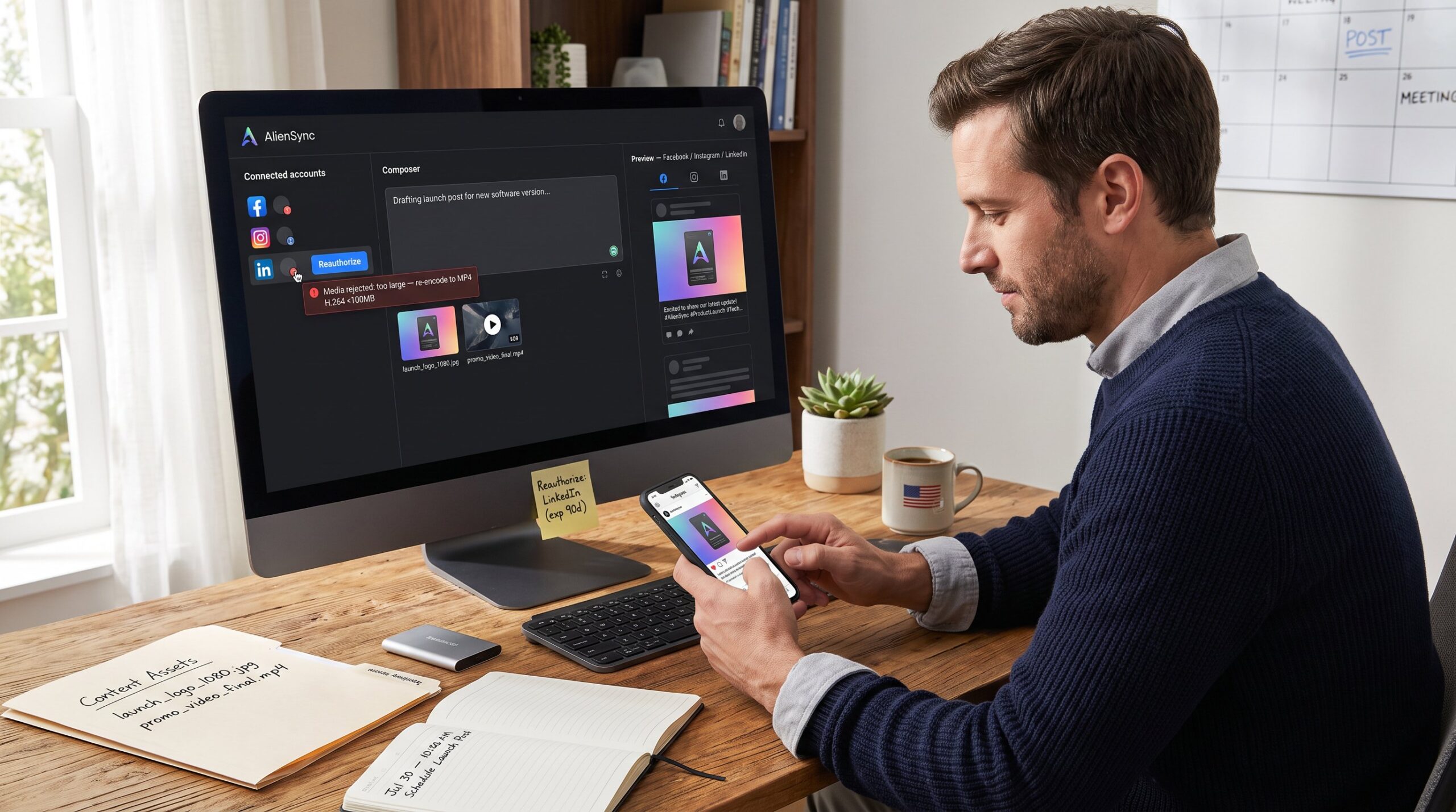 How to Publish a Social Post From the AlienSync App